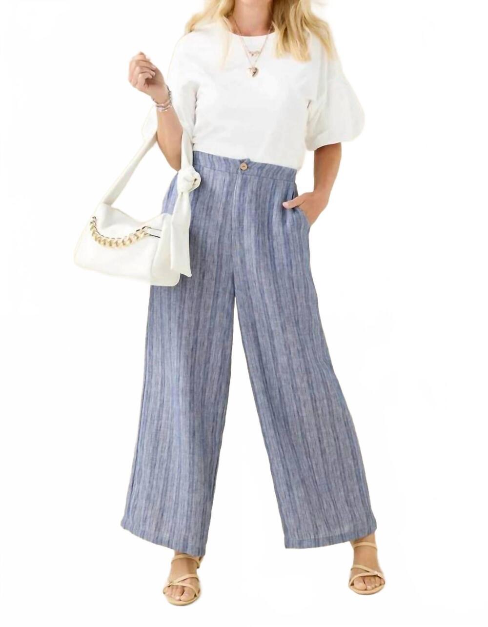 NEW COCO + CARMEN andrea textured pant with pockets in blue
